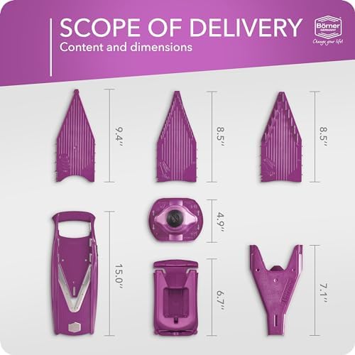 Börner V5 PowerLine Vegetable Cutter Professional Set (7 pcs.) • Vegetable Cutter (V-Planer) for Fruit & Vegetables + Accessories • 8 Cutting Types • Kitchen Planer Set