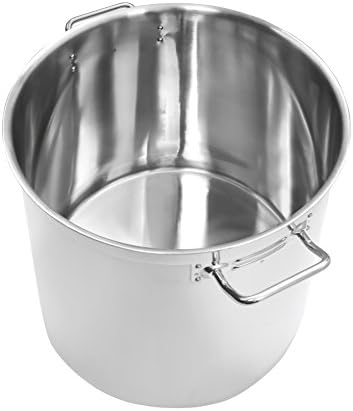 CONCORD Polished Stainless Steel Stock Pot Brewing Beer Kettle Mash Tun w/Flat Lid (80 QT)