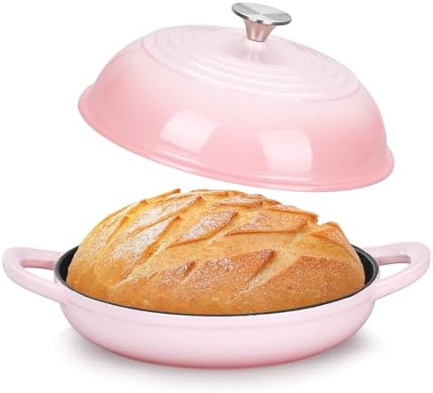 TeamFar Cast Iron Bread Dutch Oven, 6 Qt Enameled Dutch Oven Pot