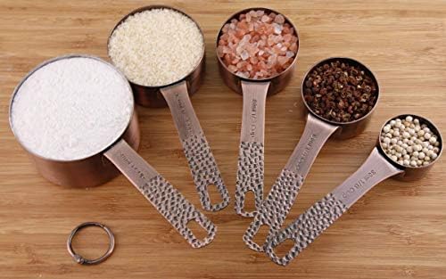 Copper Measuring Cups Set, Stainless Steel Measuring Cups, Copper Plated Measuring Cups, 5 Measurer cups, Metal Measurement Cups for Baking & Kitchen