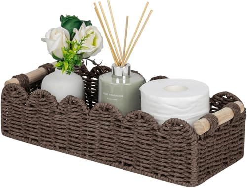 CubesLand Scalloped Toilet Paper Storage Basket W/Handle for Home Decor