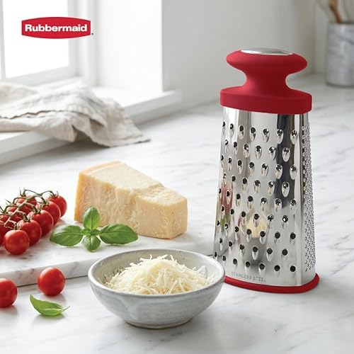 Rubbermaid Stainless Steel Cheese Grater - 9.5" Oval Handheld Box Grater with EZ Grip Handle - Multi-Surface Food & Cheese Shredder | Zester & Graters for Kitchen - Dishwasher Safe