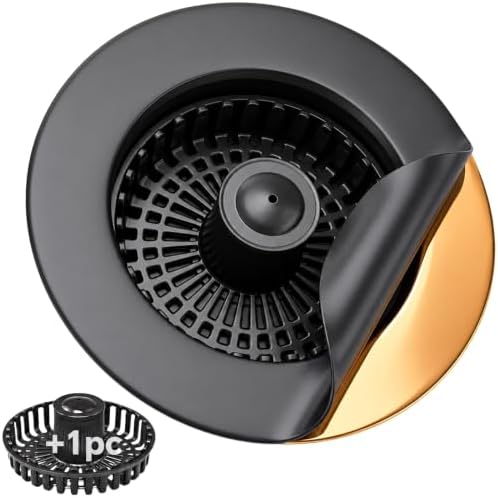 Kitchen Sink Stopper, 3 in 1 Pop Up Kitchen Sink Drain Strainer, with an Extra Basket Strainer, Sink Drain Stopper for US Standard 3-1/2 Inch, Brass Material Electroplate (Black)