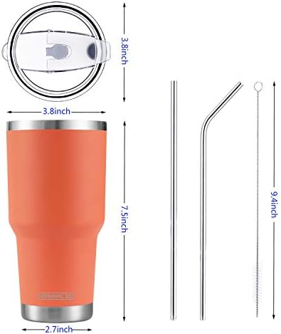 D·S 30oz Orange Tumbler Double Wall Vacuum Insulated Travel Coffee Mug