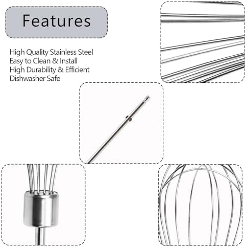2 Pcs Hand Mixer Attachments Beaters, Hand Mixer Beaters Attachments for Kitchen Stainless Steel Replacement Parts for Hamilton Beach 62682RZ 62692 62695V 64699 Mixer (Oval Silver)