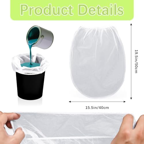 70 Pcs Paint Strainer Bags 5 Gallon, Bucket Paint Filters Strainer 5 Gal with Stretchable Elastic Top Opening paint Screen for 5 Gallon Bucket Nylon White Fine Mesh Bag for Gardening, Plant Protection