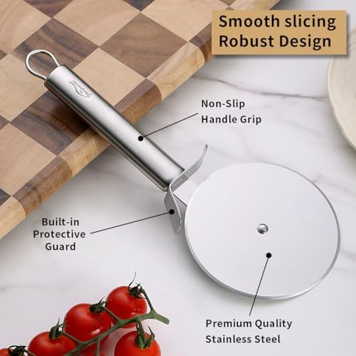 Berglander Pizza Wheel, Titanium Plating Stainless Steel Pizza Cutter, Super Sharp Pizza Slicer With Titanium Plating, Pastry Cutter, Easy to Clean And Stored