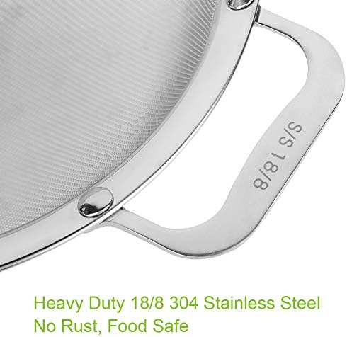 9" Large Mesh Strainer, Stainless Steel 18/8 Extra Fine Quinoa Sieve, with Solid Sturdy Handle, Flour Filter with Wider Hook