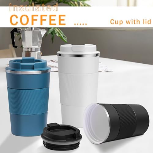 Insulated Travel Coffee Mug, Stainless Steel Coffee Cup with Leakproof Lid