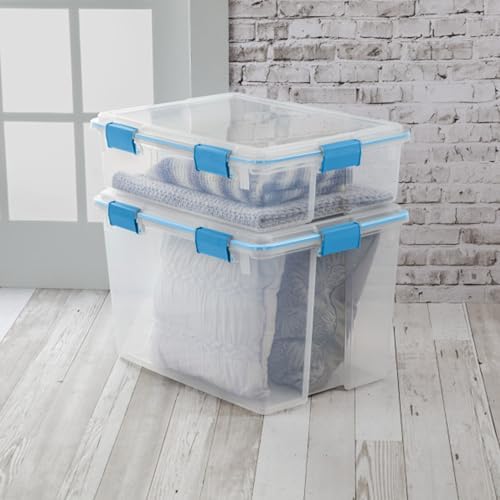 Sterilite Gasket Storage Box with Lids for Home & Office, 37 Quart, 4-Pack
