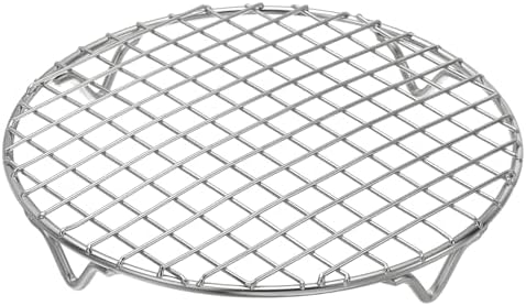 uxcell Round Cooking Rack 7.9 Inch Dia Stainless Steel Wire Cooling Steamer Rack for Baking Canning Cooking Roasting Cooling Grilling Drying, Silver