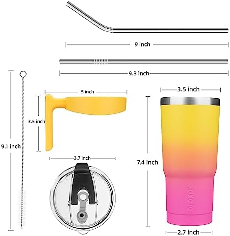 BJPKPK 20 oz Tumbler with Handle & Straw, Insulated Stainless Steel Mug