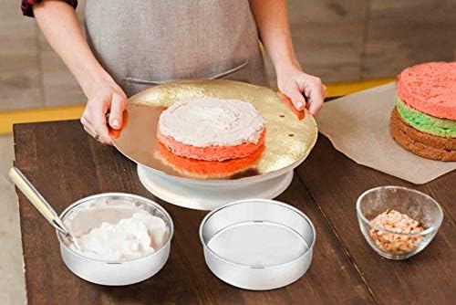 TeamFar 6 Inch Cake Pan, Stainless Steel Round Smash Cake Pan Baking Pans