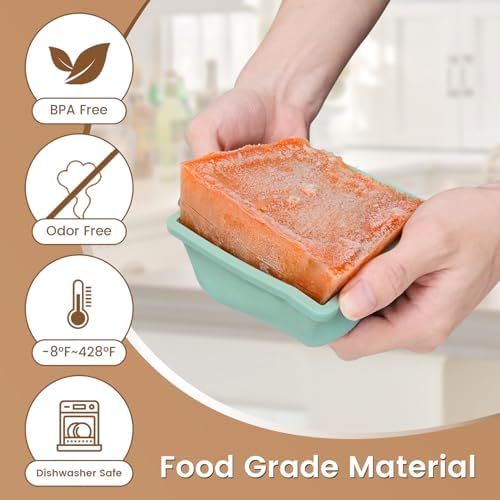 Silicone Freezer Tray for Soup Ice Cubes: 2-Cup Freezing Trays with Lid for Meal Prep - 4Pack Silicon Soup Portion Freeze Tray Make Stock Souped Ice Cube