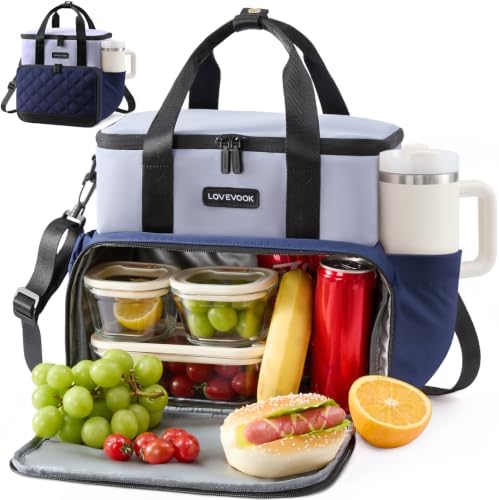LOVEVOOK Insulated Lunch Bag for Women Men, Large Double Deck Lunch Box