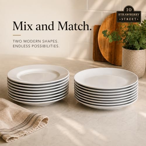 10 Strawberry Street Simply White 10.5" Round Dinner Plate, Set of 6