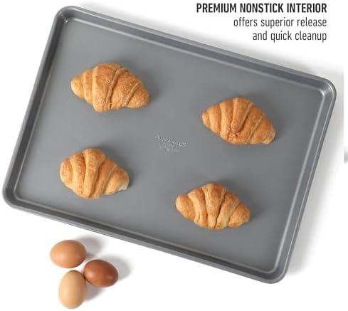 Calphalon Titan Cookie Sheet 2-Pack Set, 12 x 17 Inch Nonstick Baking Sheets, Cookie Baking Sheet, Metal Baking Sheet, PFOA-Free for Even Baking, Durable Design