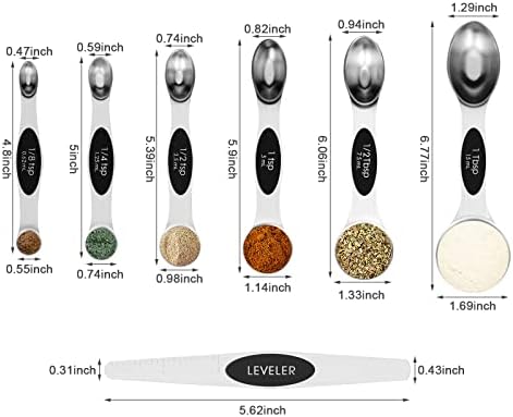 Aovchei 7 PCS Black Magnetic Measuring Spoons Set