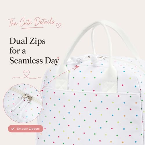 LOVELYWIND Lunch Box for Women, Insulated Lunch Bag, Colorful Polka Dot