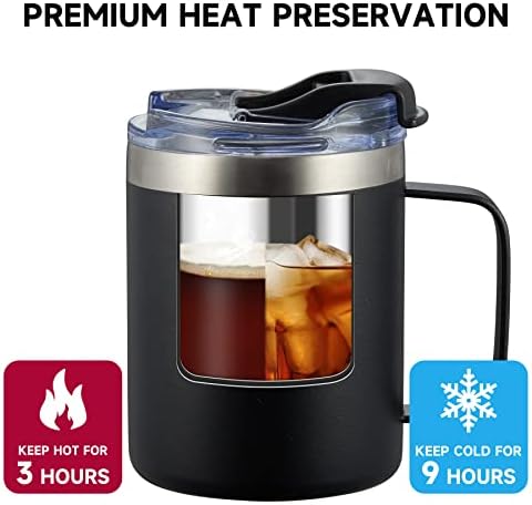 12oz Insulated Travel Coffee Mug with Handle, Red, 4 Pack