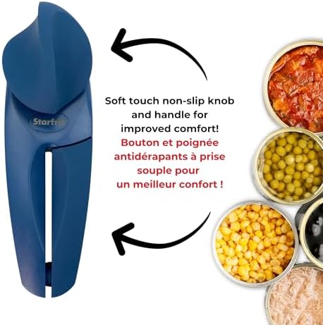 Starfrit MightiCan Can Opener, Safe Smooth-Cut, Comfort Grip, Blue