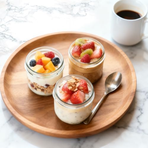 Overnight Oats Containers with Lids, 10oz Wide Mouth Mason Jars with Lids, 3 Pack Glass Jars with Airtight lid for Chia Pudding Yogurt Salad, Meal Prer Oatmeal Jars, Gray