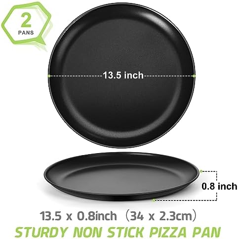 P&P CHEF Pizza Pan Set of 2, 13.5 Inch Stainless Steel Pizza Tray, Black