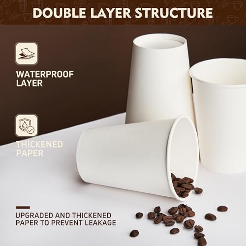 YEEHAW 16 oz 200 Pack White Disposable Paper Coffee Cups