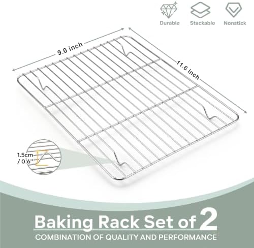Herogo Baking Cooling Rack Set of 2, 11.6” x 9” Wire Racks for Cooking