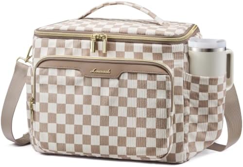 LOVEVOOK Corduroy Lunch Box for Women Wide Opening Cute Insulated Lunch Box