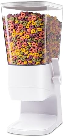 Cereal Dispenser Countertop, Cereal Containers Storage Snack Dispenser for Pantry, 3.2L Dry Food Dispenser for Grains, Nuts, Snack,Oatmeal, Pet food, White, 1Pc