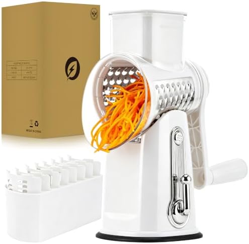SUSTEAS Rotary Cheese Grater 5 Blades,Kitchen Mandoline Vegetable Slicer