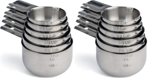 Hudson Essentials Stainless Steel Measuring Cups Set (6 Piece Set) (Pack of 2)