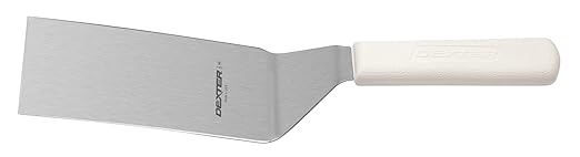 Dexter Russell S286-6PCP Hamburger Turner, 6" x 3" Stainless Steel Square End Blade, Solid, Stiff, Offset Design, Textured White Polypropylene Handle, Made in USA, Durable Cooking Grill Spatula