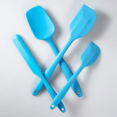 4-Piece Silicone Spatula Set with Stainless Steel Core, Blue