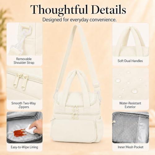 Lunch Bag for Women Large Insulated Lunch Box Double Deck Puffer Lunch Tote