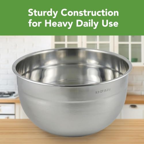 Tovolo Medium Stainless Steel Mixing Bowl 3.5 Quart Nesting Metal Bowl with Rounder Lip Edge, Dishwasher Safe Single Metal Bowl Kitchen Prep Essential, Whisking Bowl for Baking and Cooking