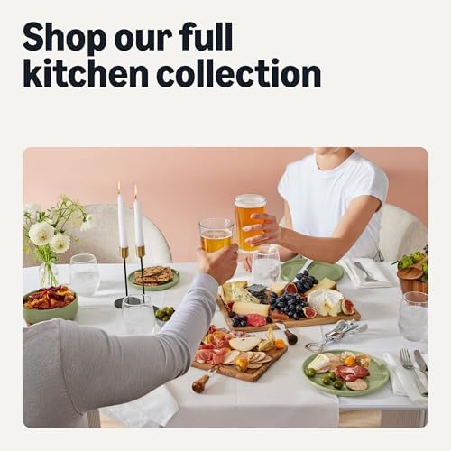 Amazon Basics Glazed Stoneware Dinner Plates, Ceramic 4-Piece Set, Microwave, Dishwasher and Freezer-Safe, 10.5 in., Olive