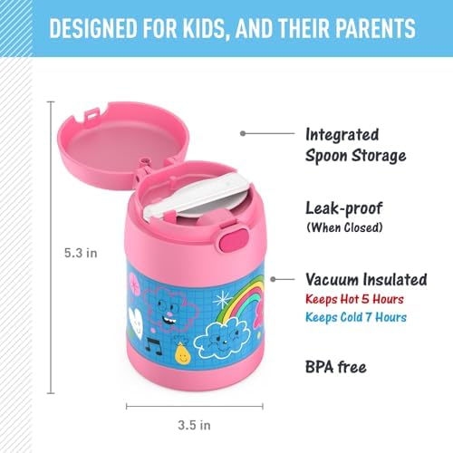 THERMOS FUNTAINER Kids Food Jar with Spoon, 10oz, Sketchbook