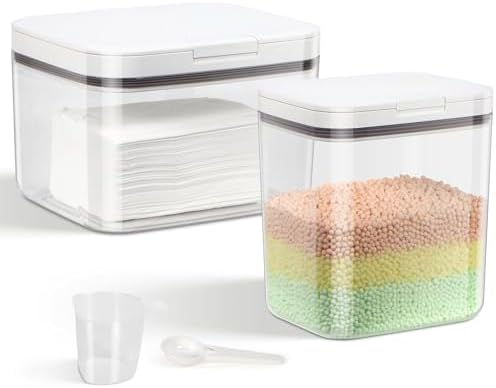 2 Pack Laundry Pods Container with One-Click Pop-up Lid 95 oz + 68 oz