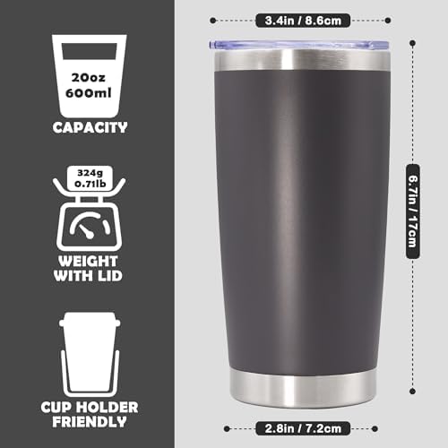 20oz Tumbler Stainless Steel Tumbler Coffee Tumbler with Lid Grey, 1P