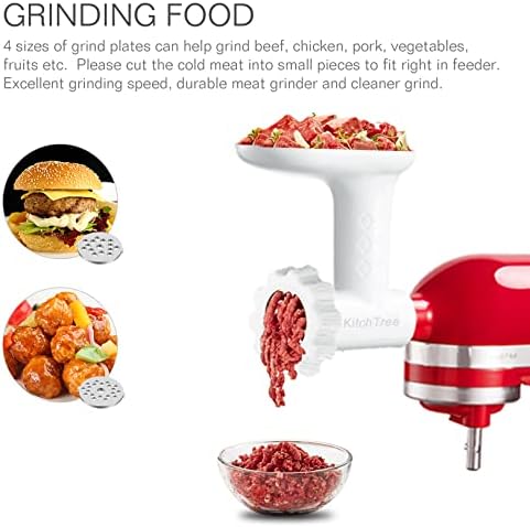 KITCHTREE Fruit & Vegetable Strainer Attachment Set for KitchenAid - Includes Food Grinder Attachment and Sausage Stuffer Tubes, Compatible with KitchenAid Stand Mixers