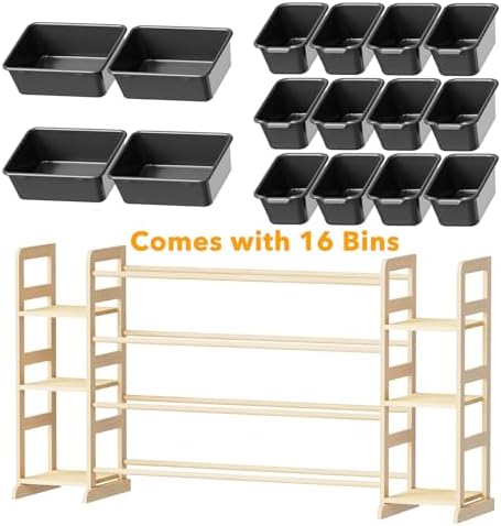 SpaceAid Toy Storage Organizer with 6 Shelves and 16 Bins, Toy Organizers Storage Bookshelf, Kids Bin Shelf Toys Box Bookcase for Bedroom Playroom Organization Room Decor, True Black