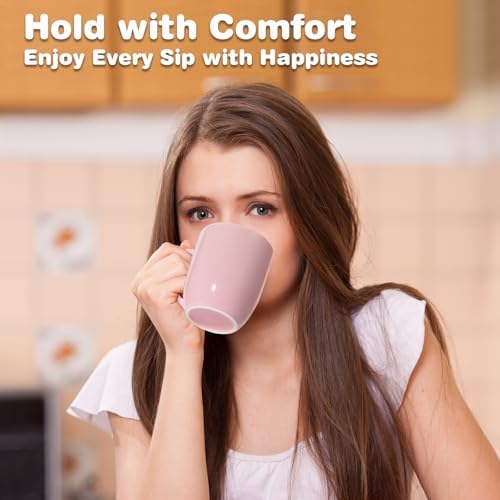Large Ceramic Coffee Mugs Set of 4 16oz(475ml) Tea Cups Idea Gifts Pink