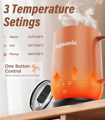 Supsonic - 16oz Self Heating Coffee Mug, Smart Heated Coffee Mug Faster Direct-Contact Heating Up to 149°F, Coffee Mug Warmer Set with Auto Shut-Off - Gifts for Men Women | S2