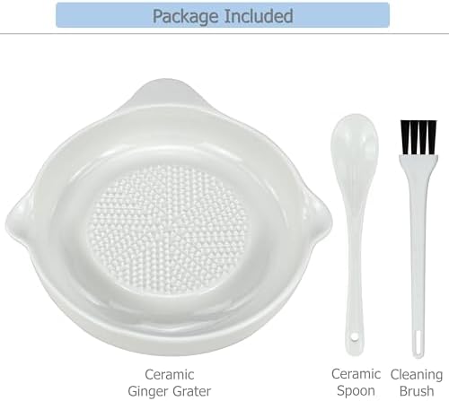 EIKS Ceramic Ginger Grater Plate, Grinding Dish, Kitchen Cooking Prep Tool