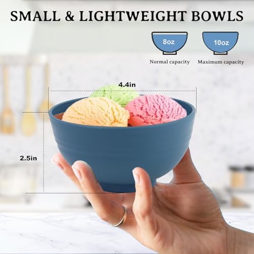 Small Kitchen Bowls, 10oz Yogurt Bowls Sets of 8 (Blue)