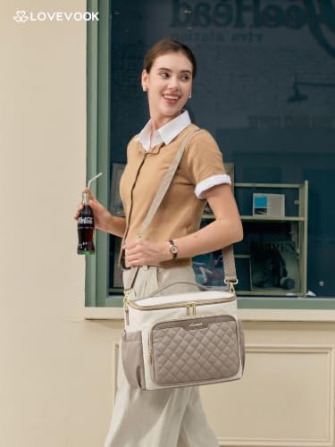 LOVEVOOK Lunch Box for Women, Wide Opening Cute Insulated Lunch Box Bag