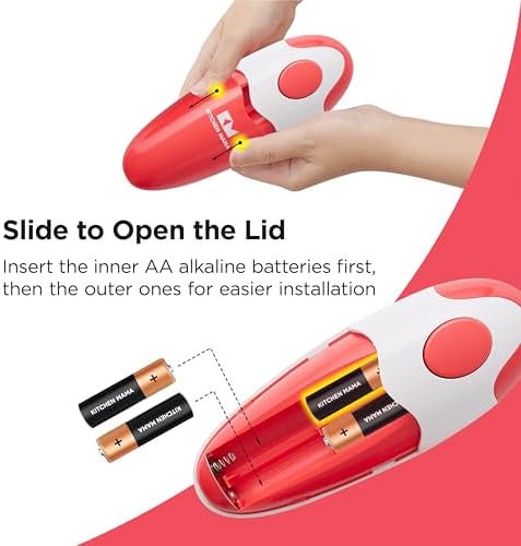 Kitchen Mama Auto Electric Can Opener, Battery Operated, Red