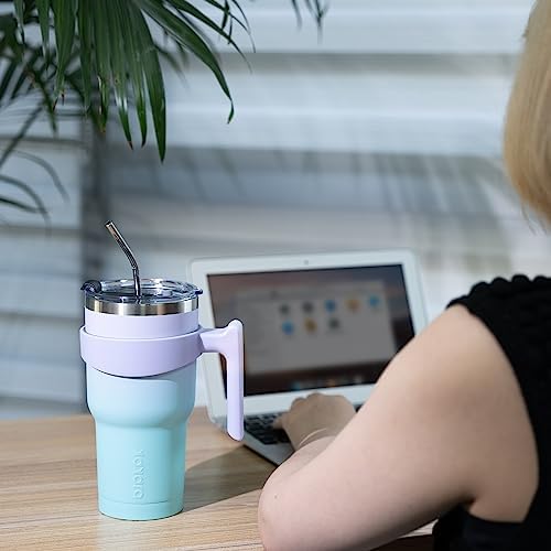 BJPKPK 30 oz Tumbler with Handle & Straw, Insulated Stainless Steel Mug
